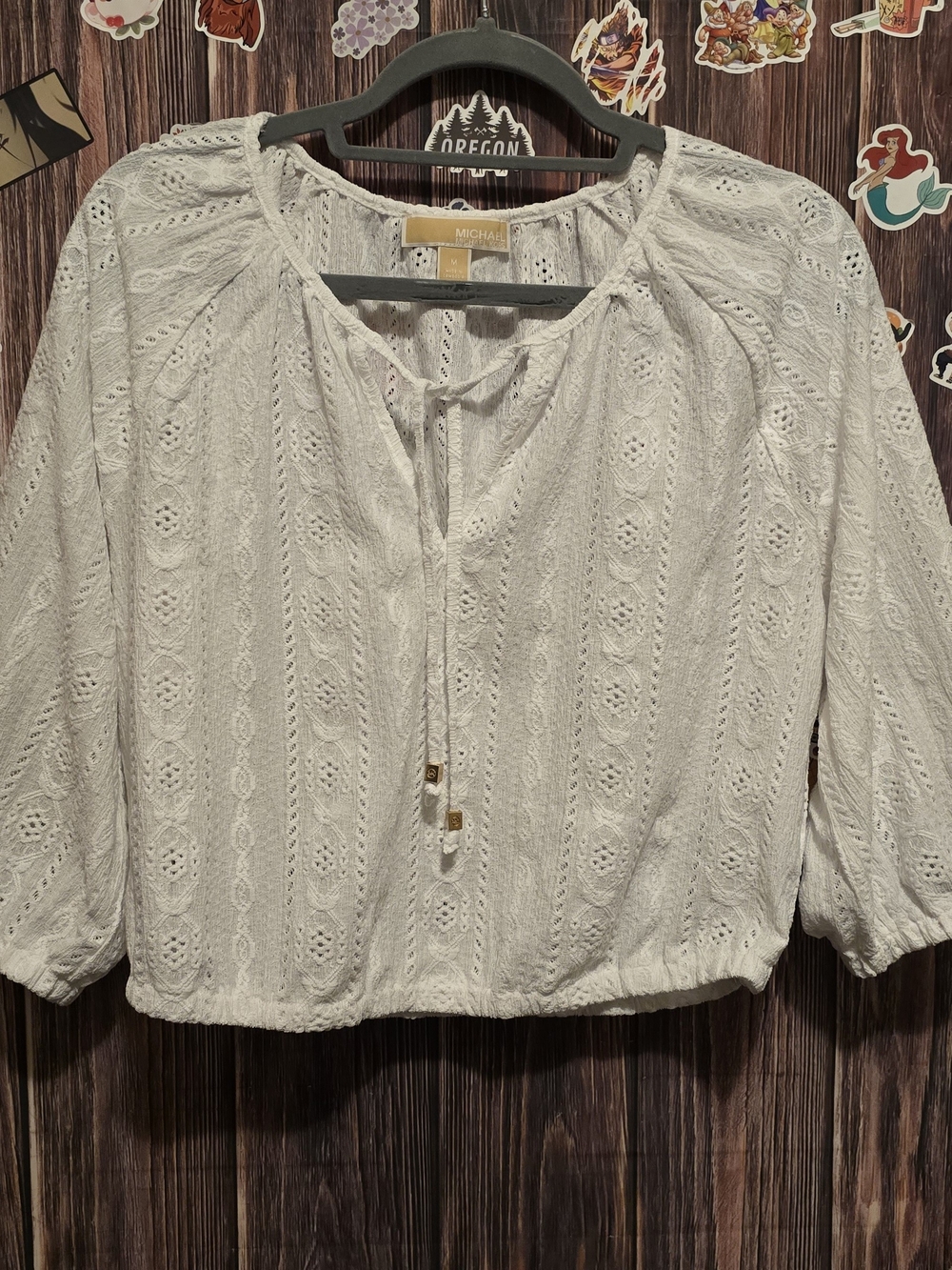 Michael Kors White Eyelet Peasant Top
